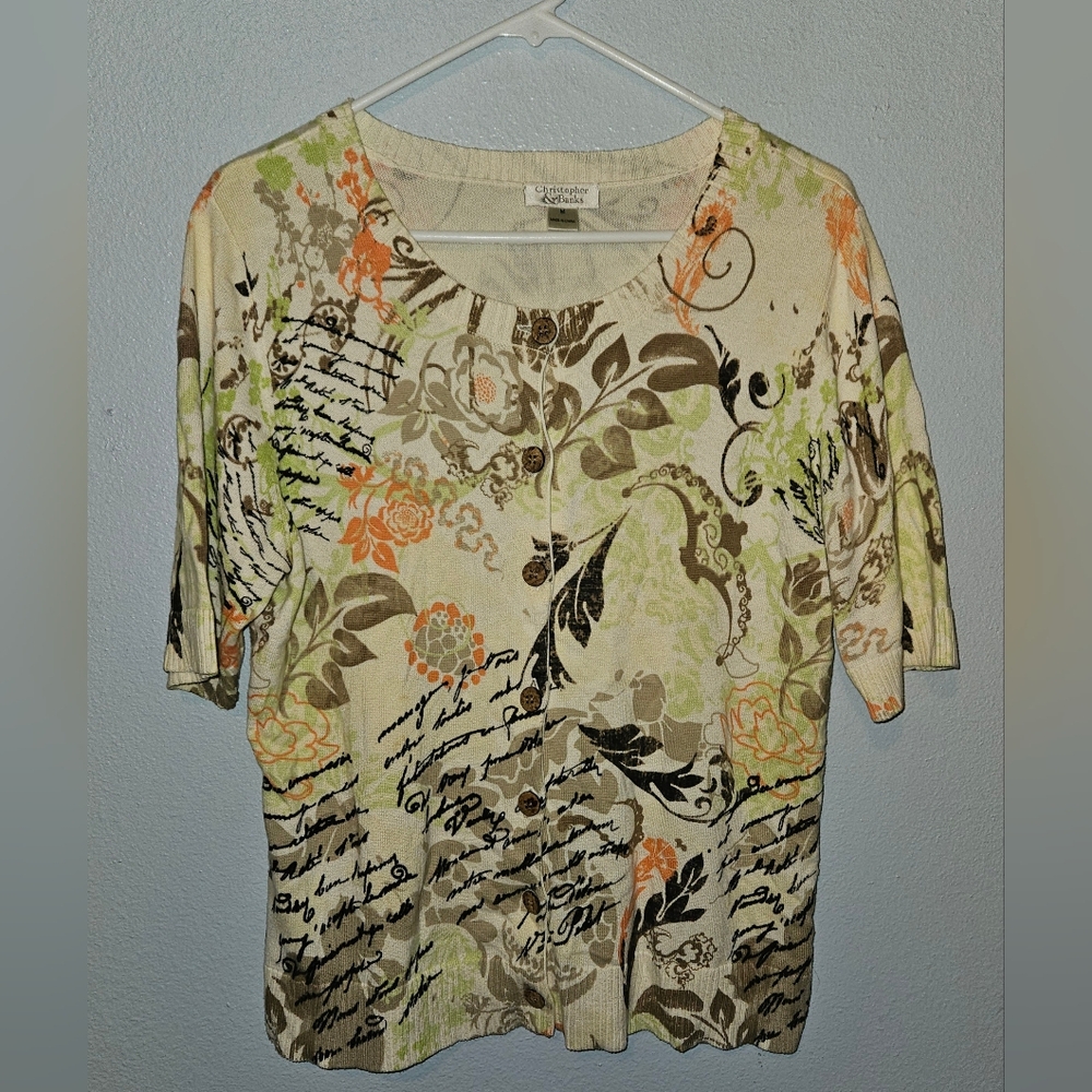 Christopher & Banks Short Sleeve Button up Sweater